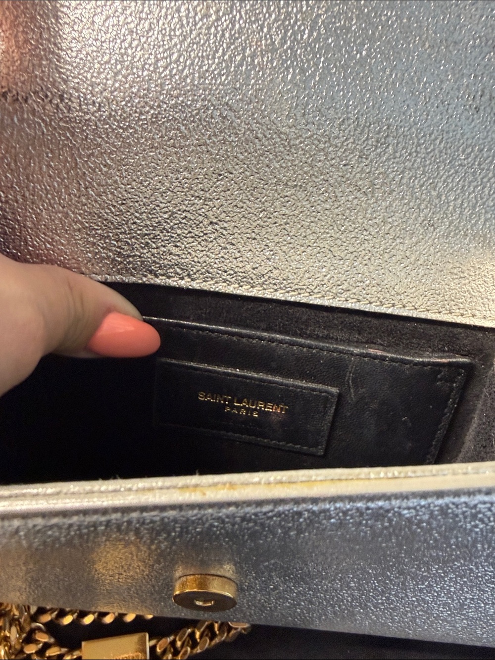 Saint Laurent Silver Metallic Minaudiere with Gold Hardware - Picture 8 of 11